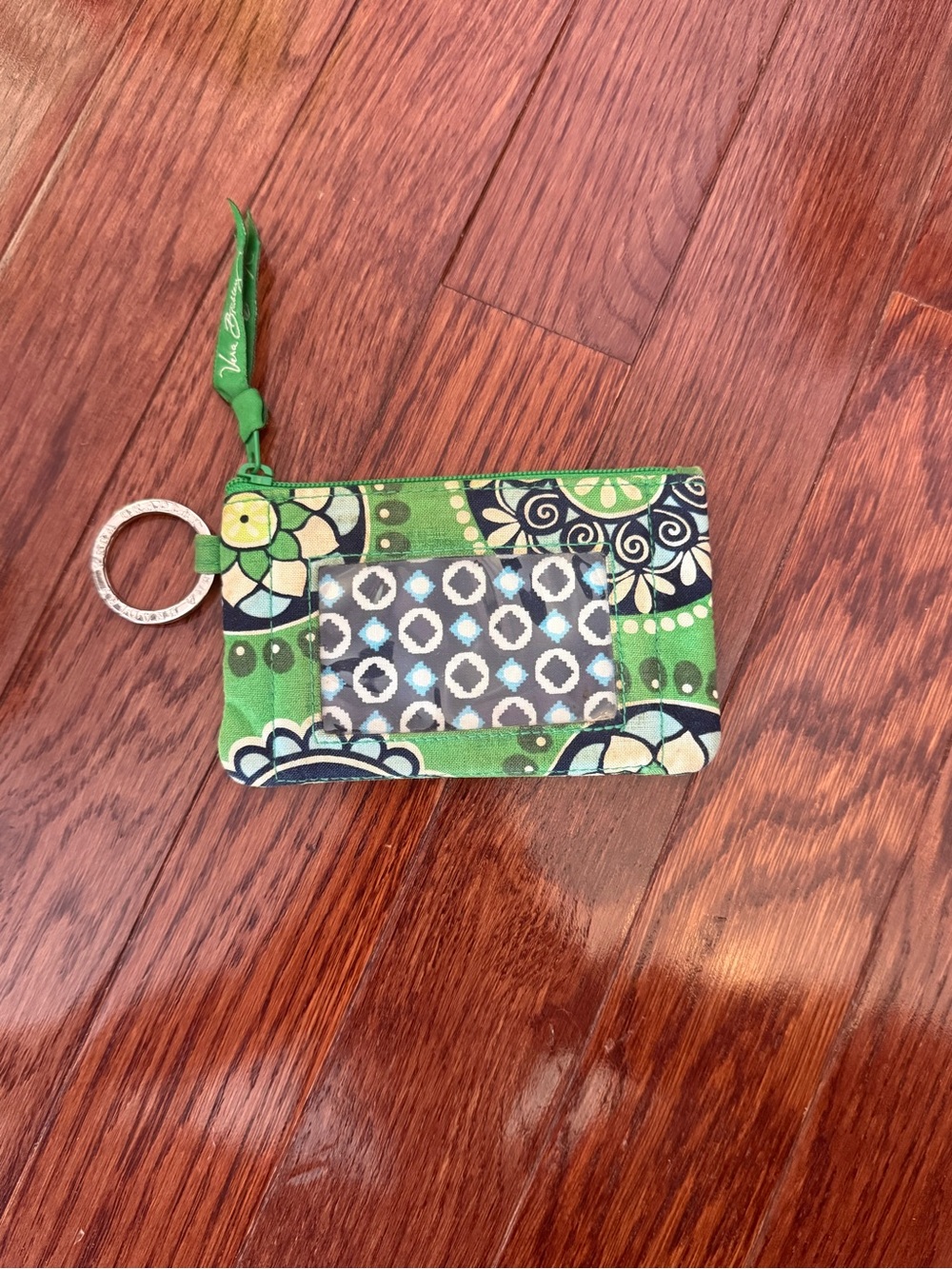 Vera Bradley Green Floral Patterned ID Key Pouch